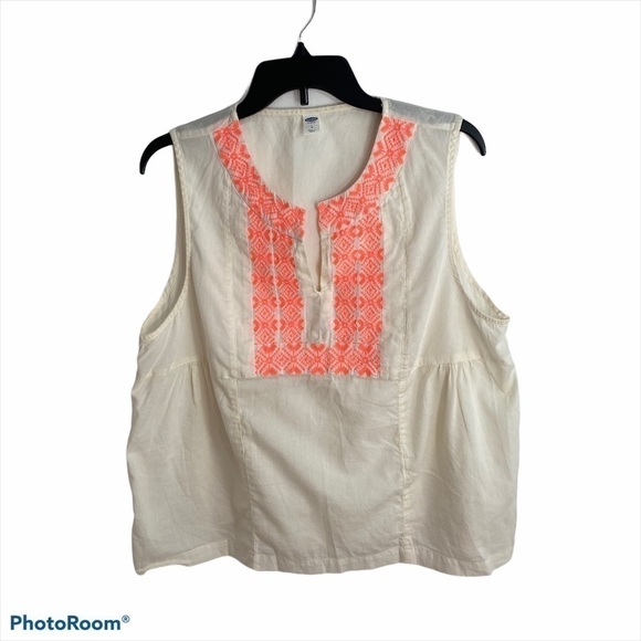 Old Navy Embroidered Tunic Top Women’s Large Orange - Picture 1 of 6